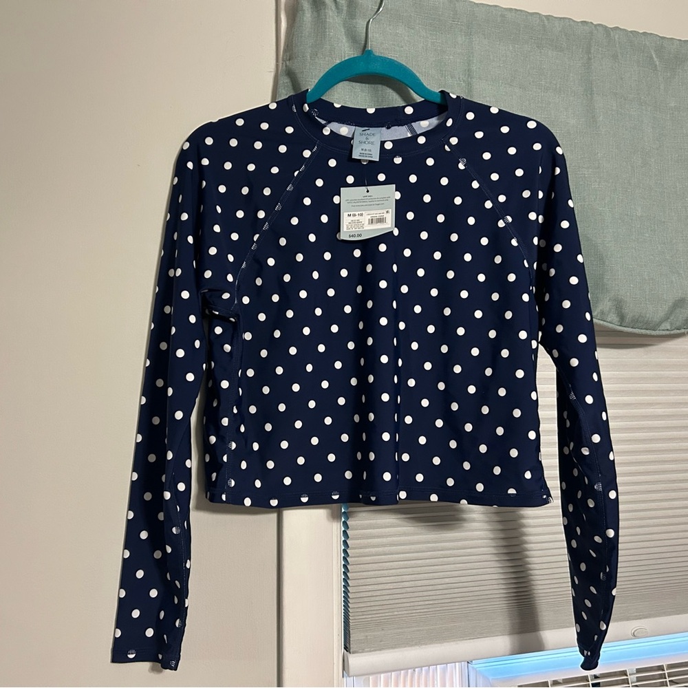 Shade & Shore Navy Polka Dot Swim Coverup